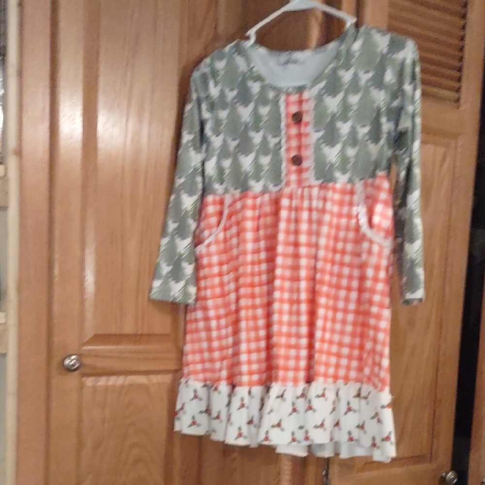Green and Orange Patterned Dress